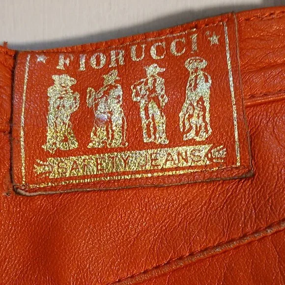 Fiorucci 1980 Vintage Red Leather Fringe Safety Jeans * Edgy Western * Sz 28 - Picture 5 of 14